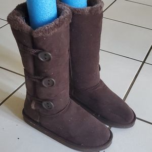 Brown fur short boots